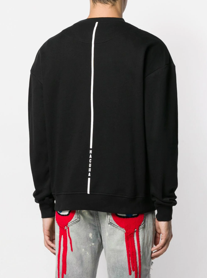 HAC-MAN  DROP SHOULDER CREW BLACK