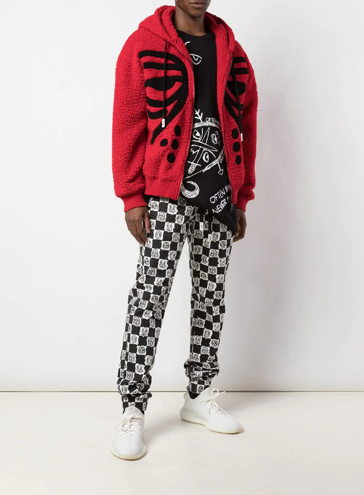 MASKED DROP SHOULDER HOODIE RED