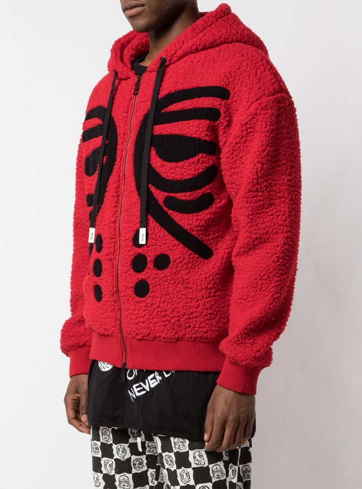 MASKED DROP SHOULDER HOODIE RED
