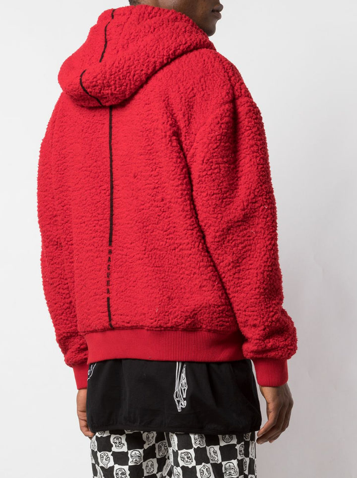 MASKED DROP SHOULDER HOODIE RED