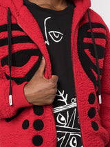 MASKED DROP SHOULDER HOODIE RED