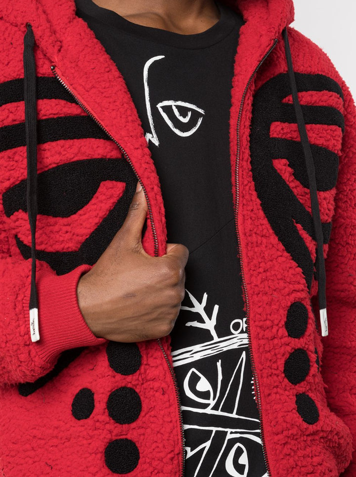 MASKED DROP SHOULDER HOODIE RED