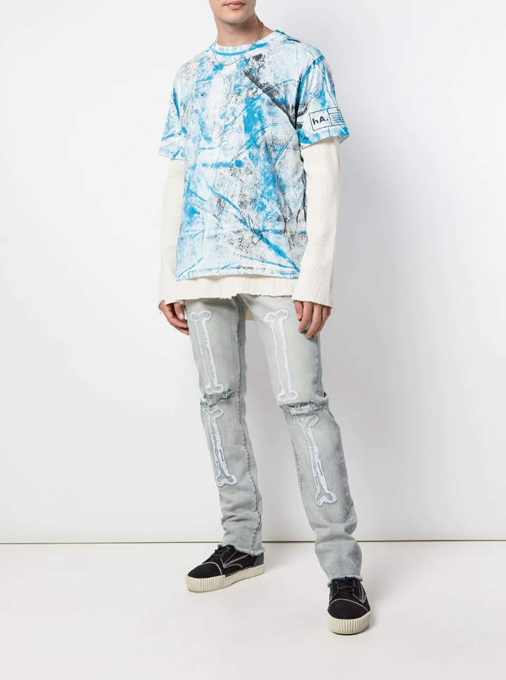 HAND PAINTED TEE BLACK/BLUE