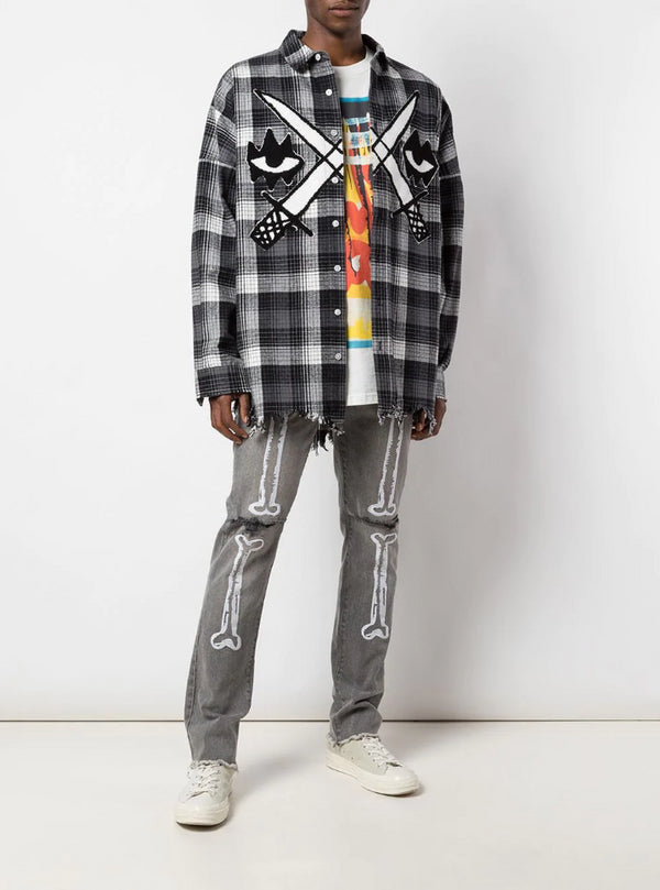 FIGHTER EYEZ PLAID SHIRT OFF WHITE