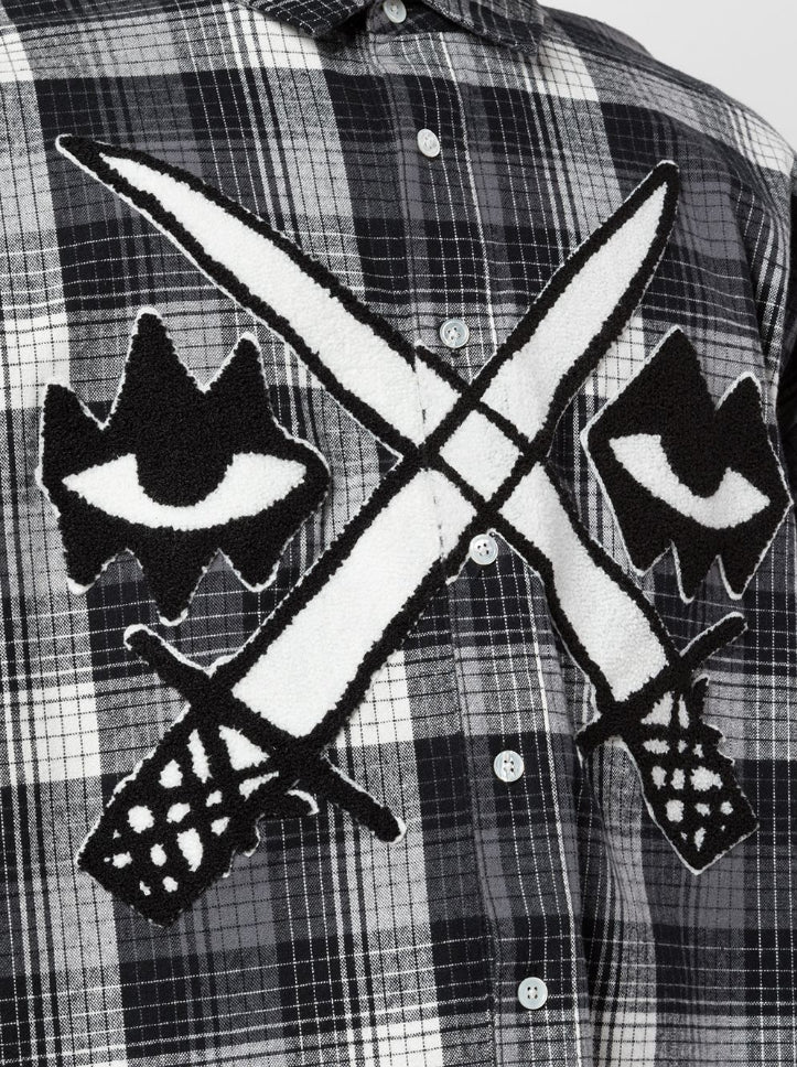 FIGHTER EYEZ PLAID SHIRT OFF WHITE