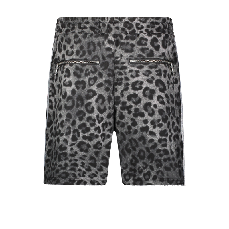 ZIPPER ANIMAL SHORT GREY LEOPARD