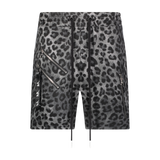 ZIPPER ANIMAL SHORT GREY LEOPARD