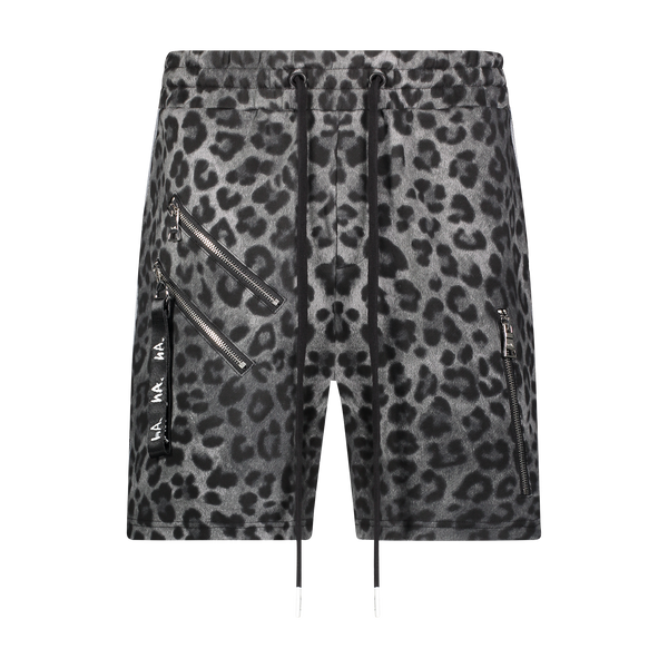 ZIPPER ANIMAL SHORT GREY LEOPARD