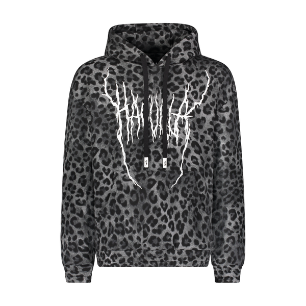 DEMON ANIMAL HOODIE GREY LEOPARD