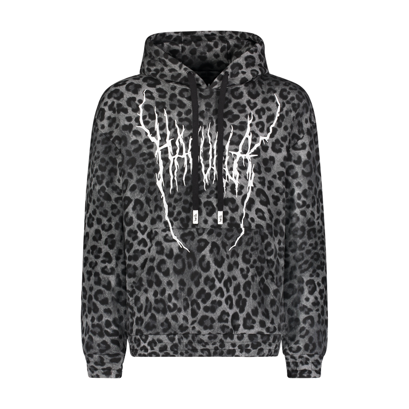 DEMON ANIMAL HOODIE GREY LEOPARD
