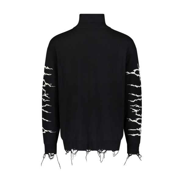 BROKEN HEART TURTLE NECK BLACK SWEATER