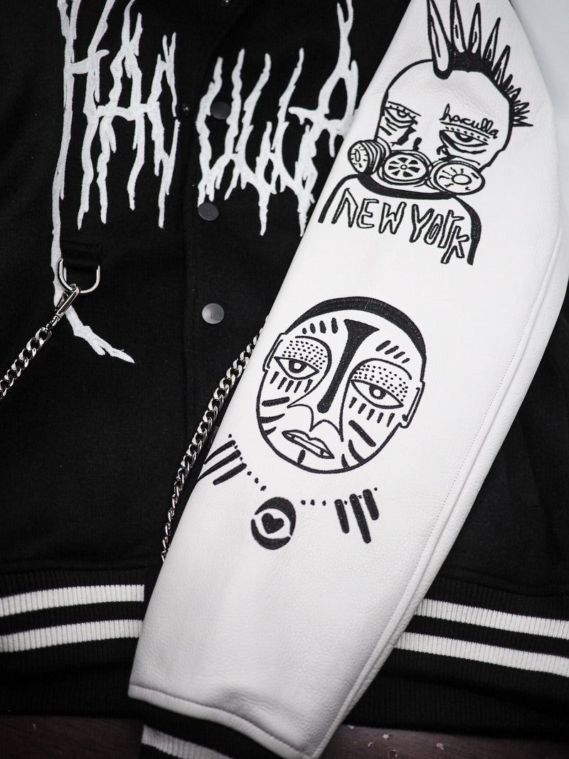 HAC SOULS VARSITY JACKET BLACK/OFF WHITE