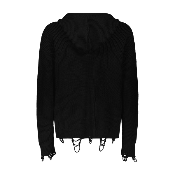 DISTRESSED HACULLA KNITTED SWEATER HOODIE