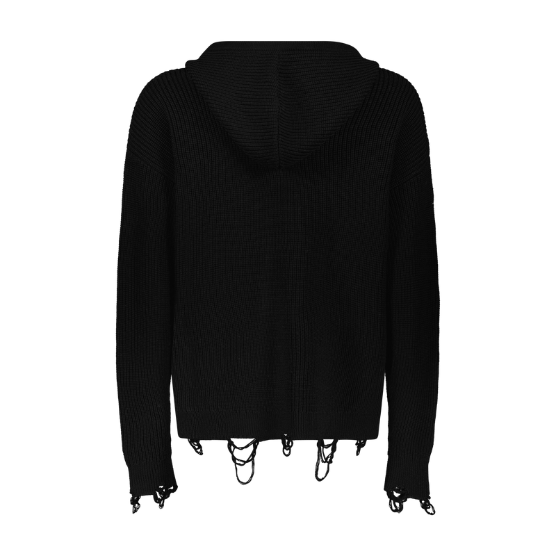 DISTRESSED HACULLA KNITTED SWEATER HOODIE