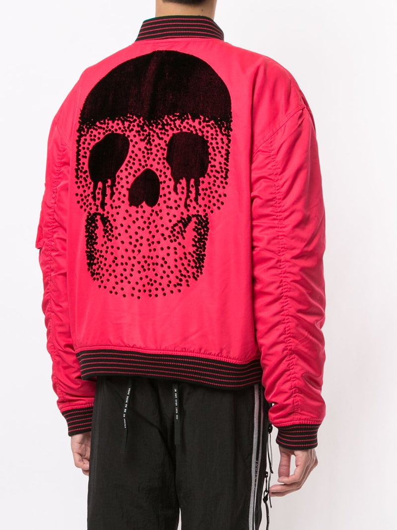 HA BOMBER WITH REVERSIBLE FUR RED/BLACK