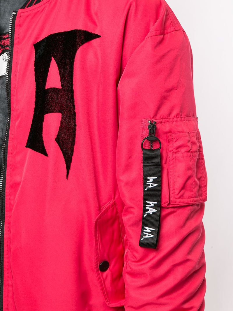 HA BOMBER WITH REVERSIBLE FUR RED/BLACK