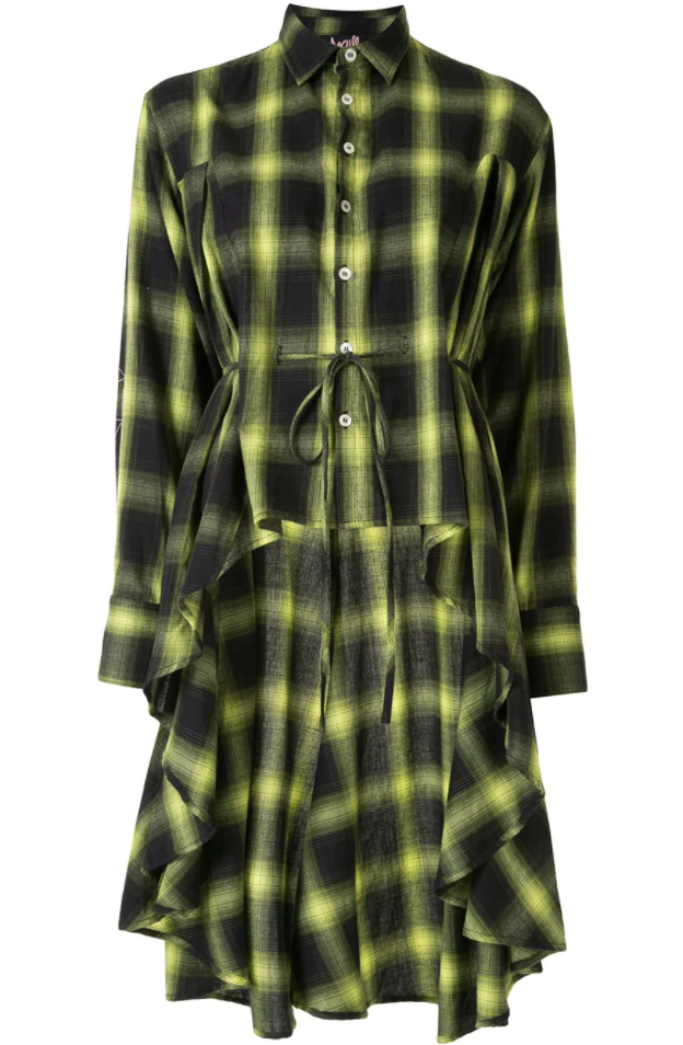 WEBBED UP DRESS NEON LIME PLAID