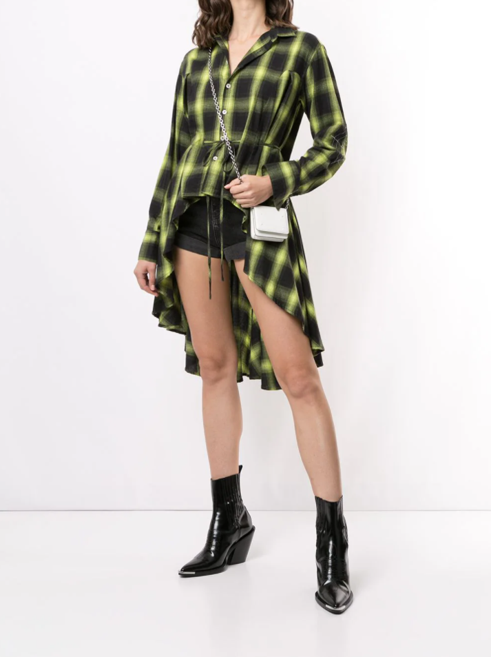 WEBBED UP DRESS NEON LIME PLAID