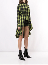 WEBBED UP DRESS NEON LIME PLAID