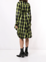 WEBBED UP DRESS NEON LIME PLAID