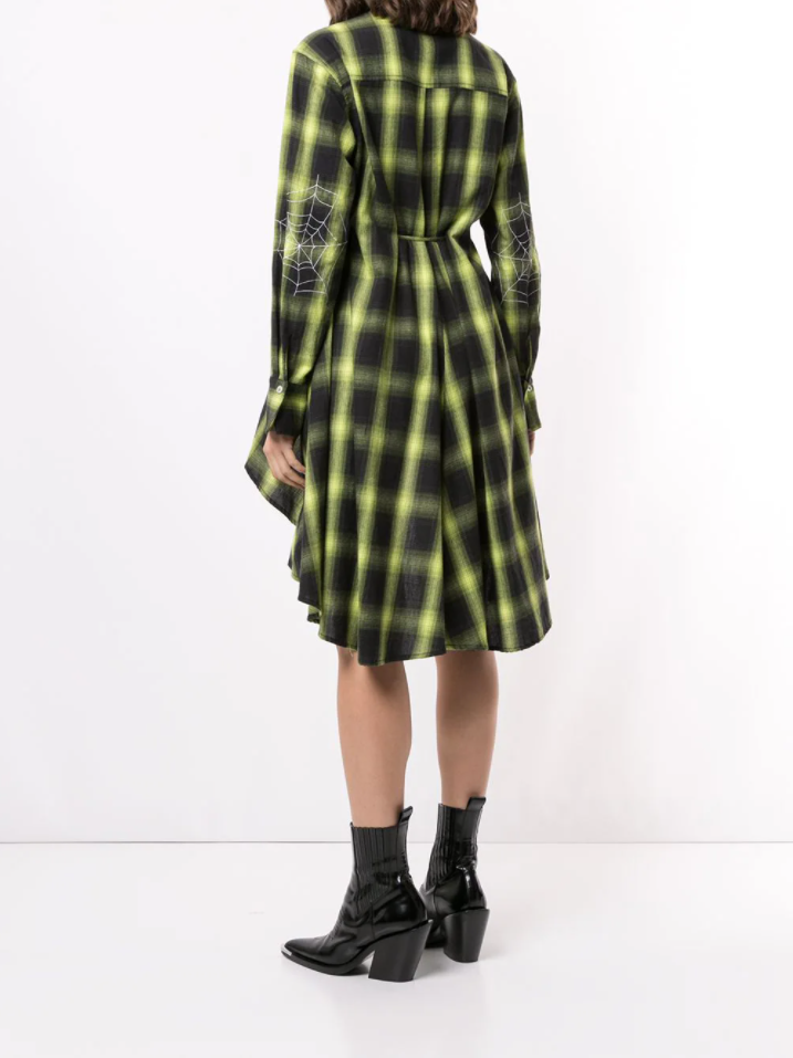 WEBBED UP DRESS NEON LIME PLAID
