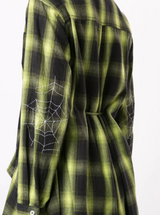 WEBBED UP DRESS NEON LIME PLAID