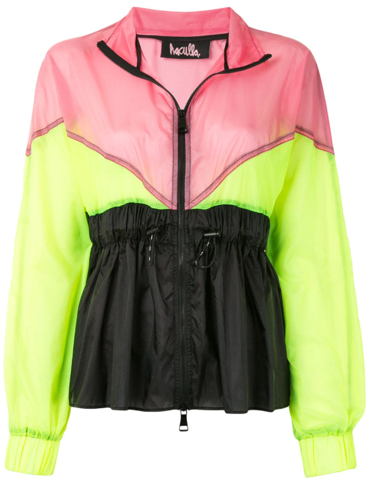 MULTI COLOUR CINCHED JACKET NEON CORAL / NEON LIME / BLACK