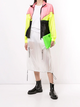 MULTI COLOUR CINCHED JACKET NEON CORAL / NEON LIME / BLACK