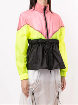 MULTI COLOUR CINCHED JACKET NEON CORAL / NEON LIME / BLACK