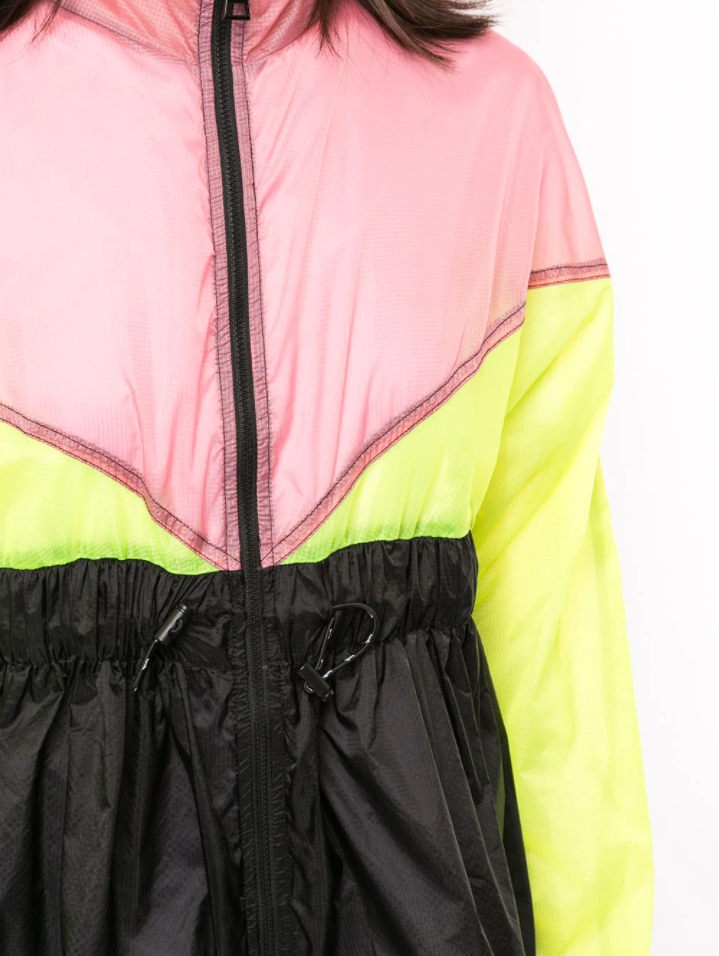 MULTI COLOUR CINCHED JACKET NEON CORAL / NEON LIME / BLACK