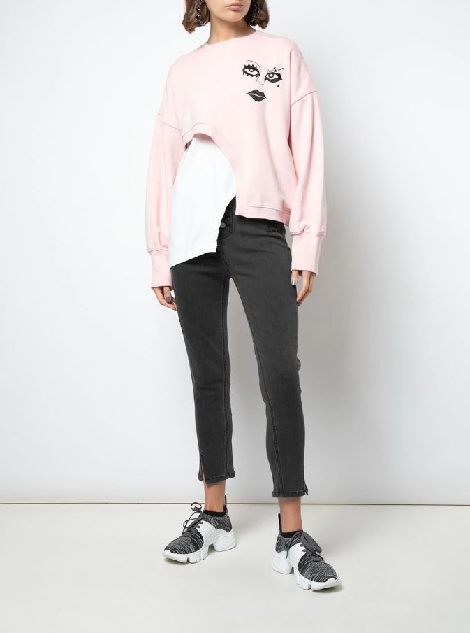 WITCH HYBRID CREWNECK PINK/ WHITE