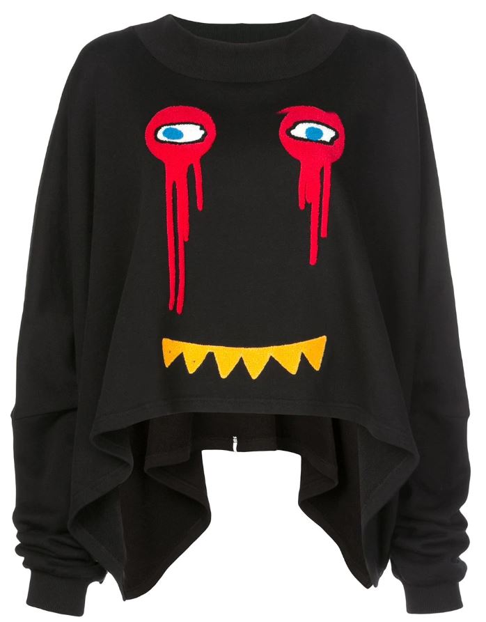 DRIPPY EXTENDED CREW NECK BLACK