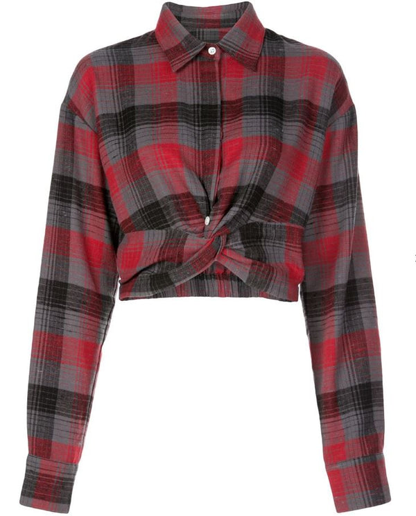 BONEZ WOVEN TOP RED PLAID