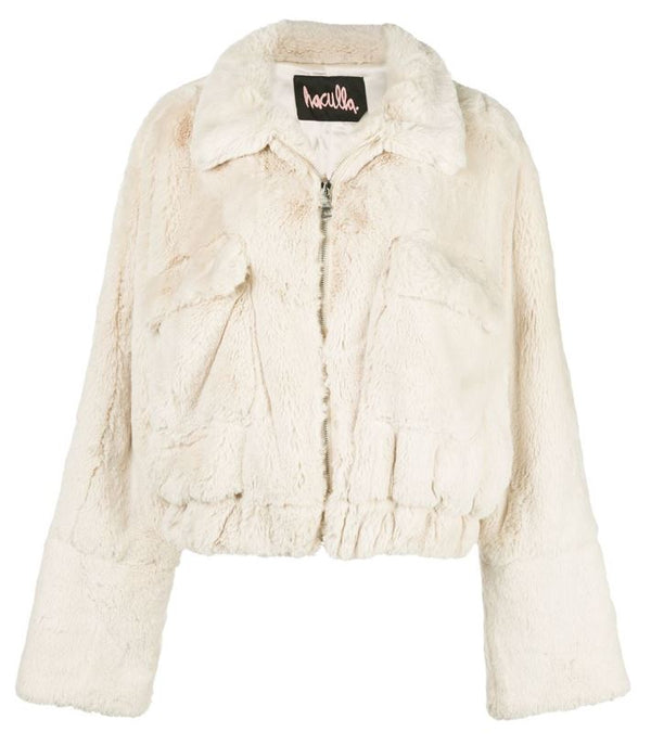 EYES ON THE BACK FUR JACKET LT CREAM