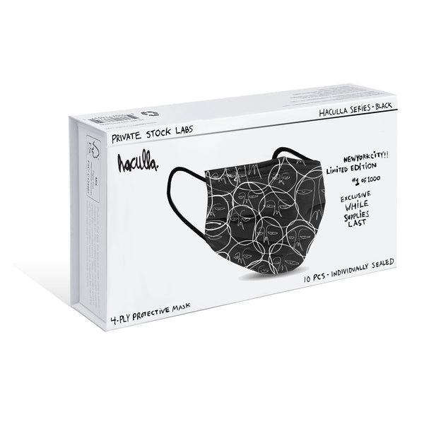 4-Ply Protective Mask - Haculla Series - Black (Pack of 10)