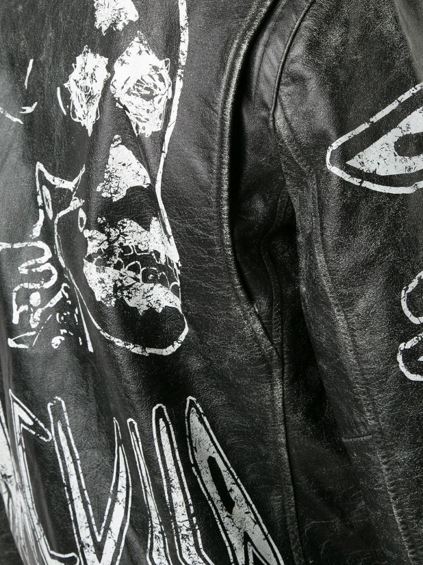 TEXT PRINT BIKER JACKET