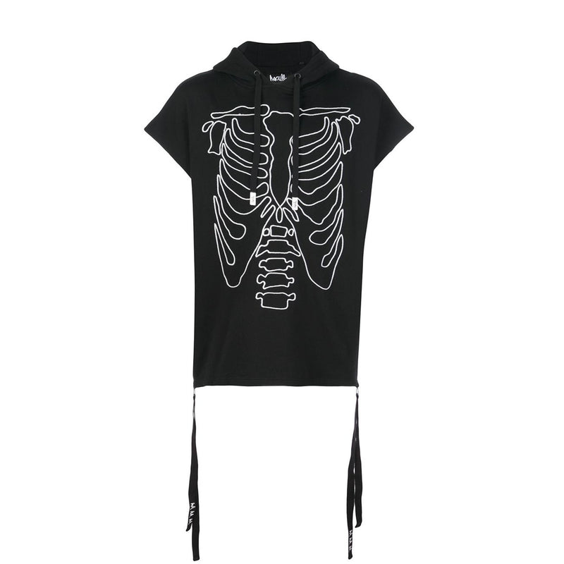 RIBBED SLEEVELESS HOODIE BLACK